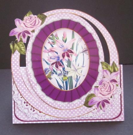 Lilac Gladioli Oval Over 3D Mini Card Kit by Elizabeth A Sanders