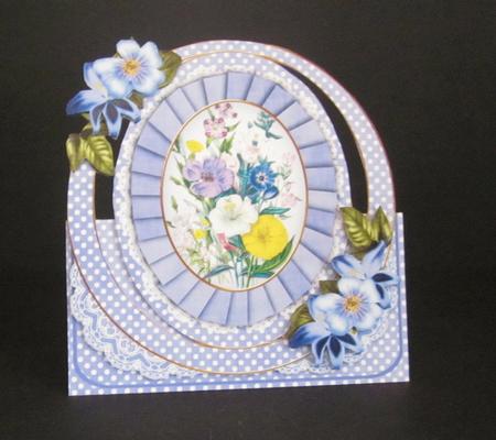 Blue Floral Bouquet Oval Over 3D Mini Card Kit by Elizabeth A Sanders