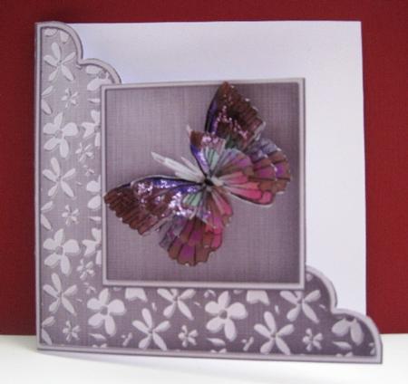 Metallic Floral Cut and Fold Corner Card Plain Card Base by Elizabeth Boot