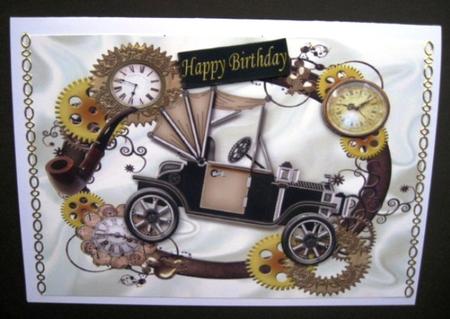 Black Steampunk Car in Clock Frame A4 by Elizabeth Boot