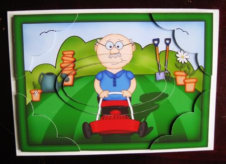 A5 Bert Loves Gardening Scallop Corners and Pyramage by Elizabeth Boot