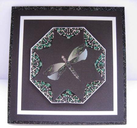 Sparkle Dragonfly Square Card by Elizabeth Boot