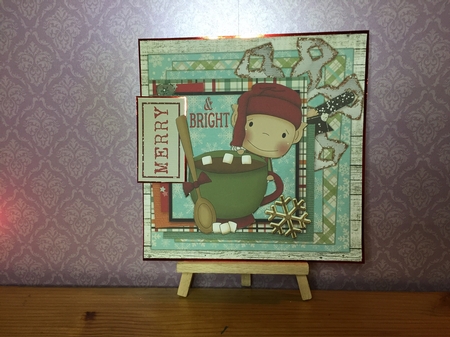 Merry and Bright Elf Card Front by Elizabeth Emery