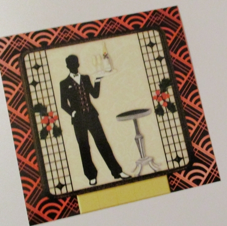 Male Art Deco Christmas card topper for 6x6 card by Lizzie Hartwell