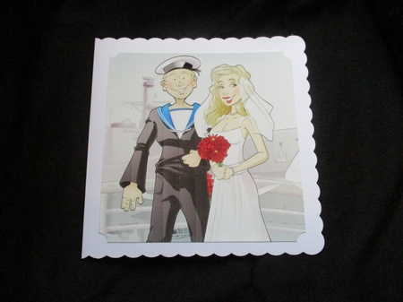 Navy Sailor and Bride 7x7 Quick Card by Lizzie Hartwell