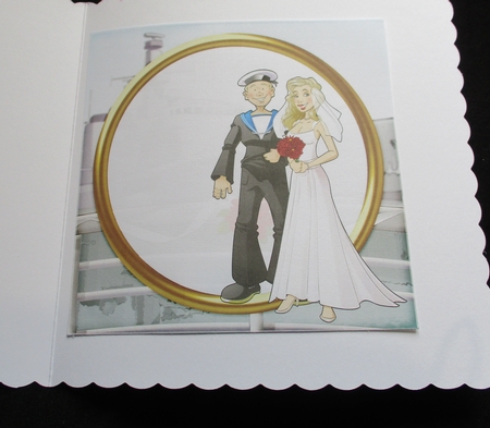 Navy Sailor and Bride 7x7 Quick Card Insert by Lizzie Hartwell