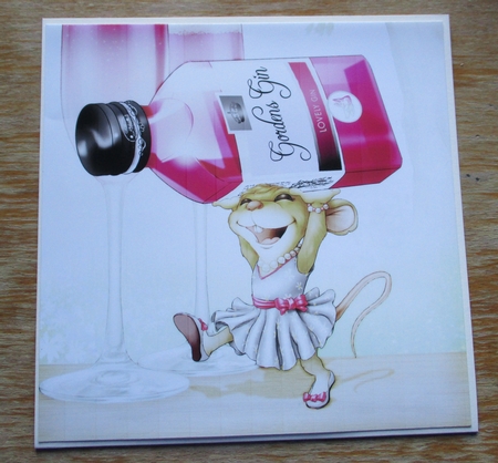 Mrs Pink Gin Mouse 8x8 Quick Card by Lizzie Hartwell