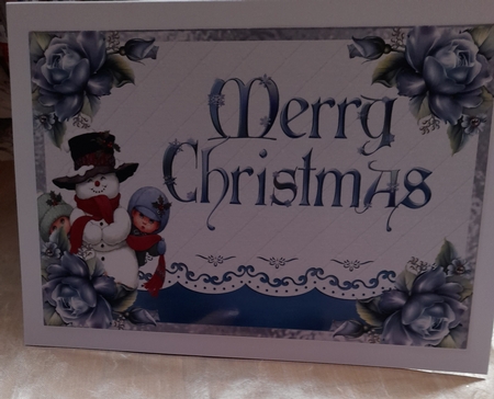 Merry Christmas 1 - A5 card front with decoupage by Lizzie Hartwell