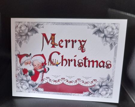 Merry Christmas 2 - A5 card front with decoupage by Lizzie Hartwell