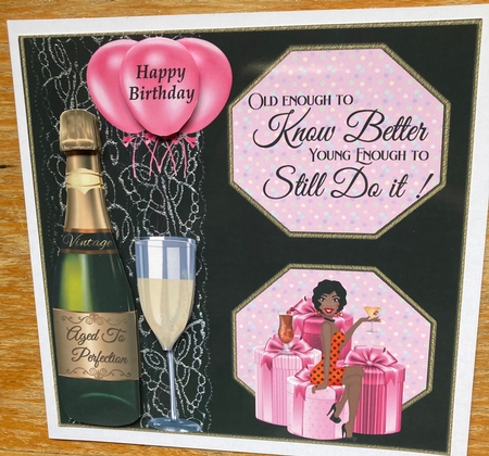 Pink old enough to know Birthday card front 2 by Lizzie Hartwell