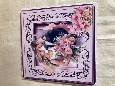 Lovely Wedding Couple Pink Ornate, Pink Roses 8x8 by Lizzie Hartwell