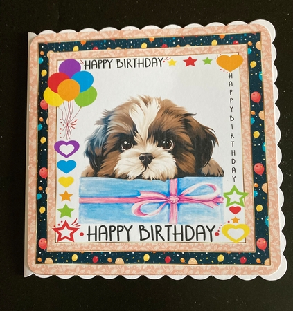 Pup Happy Birthday card front 22 by Lizzie Hartwell
