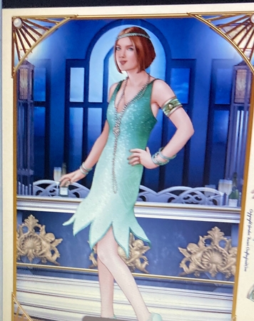 Art Deco Lady Arabella (Aqua) by Lizzie Hartwell