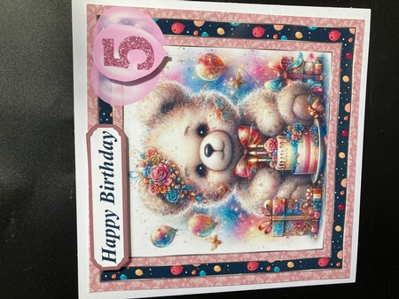 Age 1-5 Birthday teddy card front 10 by Lizzie Hartwell