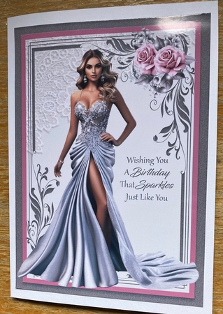 A5 Lady And Pink Flowers by Lizzie Hartwell