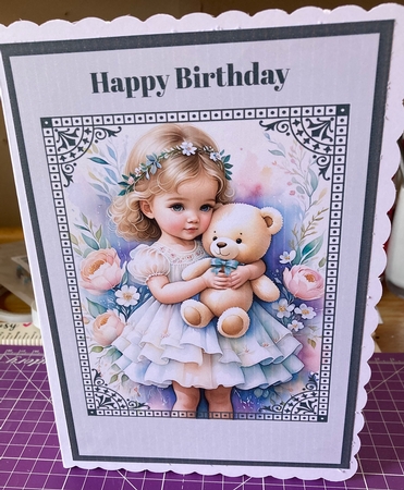A5 Little Girl With Teddy by Lizzie Hartwell