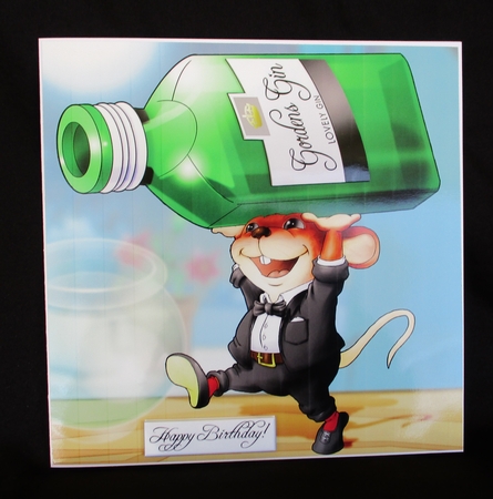 Gin Mouse! 8x8 Quick Card by Lizzie Hartwell