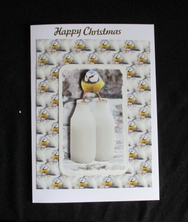 Bluetit & Milk Bottle Scene Decoupage and Background by Lizzie Hartwell