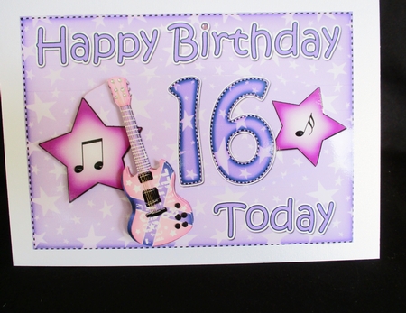 5x7 16th Birthday Guitar 3D Step by Step Decoupage by Lizzie Hartwell