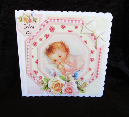Rosy Glow Baby Girl Card Front Kit by Lizzie Hartwell