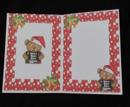 Have a Beary Merry Christmas! teddy with bell red frame A5 Insert by Lizzie Hartwell