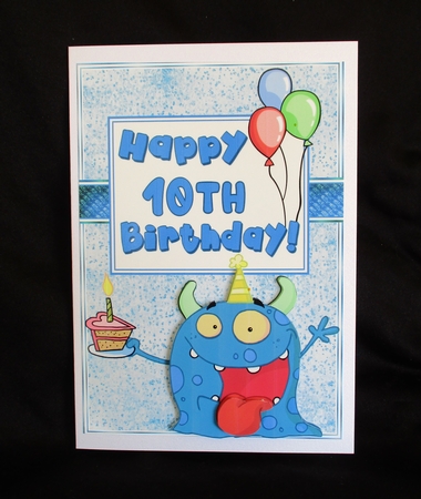 Monster alien 10th birthday card by Lizzie Hartwell