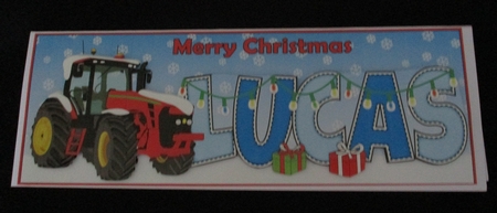 Red Christmas Tractor LUCAS large dl by Lizzie Hartwell
