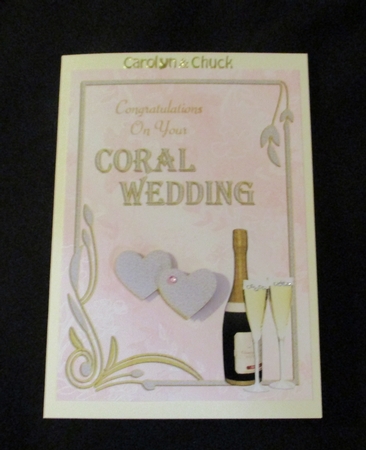 Champagne and Hearts 35TH Anniversary Card by Lizzie Hartwell