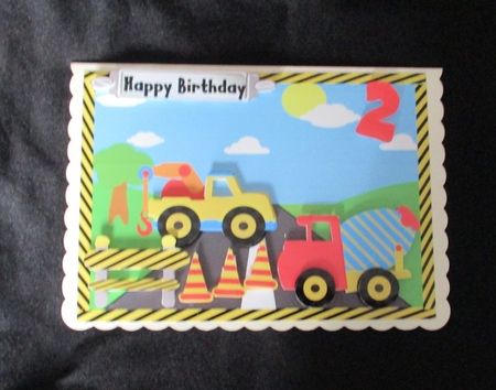 Roadworks Birthday Card Ages 2 or 3 Boy by Lizzie Hartwell