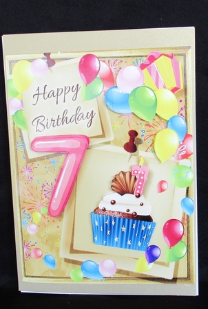 Birthday Bright Card Topper - 7th Birthday by Lizzie Hartwell