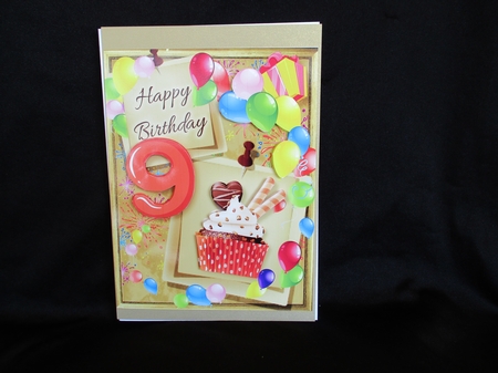 Birthday Bright Card Topper - 9th Birthday by Lizzie Hartwell