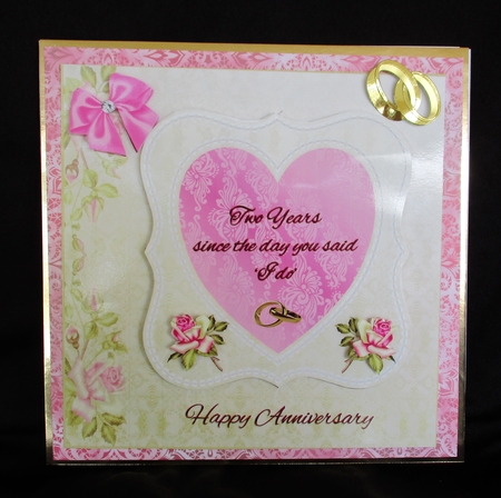Heart & Roses 2nd Anniversary Card  by Lizzie Hartwell