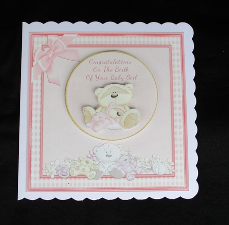 Baby Bear New Baby Girl Card by Lizzie Hartwell