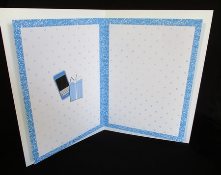 A5 Blue Phone & Present Birthday Card Insert by Lizzie Hartwell
