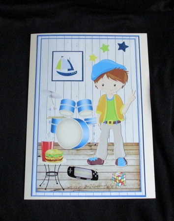Young Boy Birthday Decoupage Topper 1 by Lizzie Hartwell
