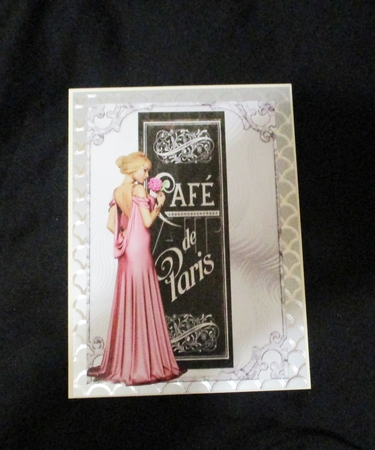 Cafe de Paris 1 - A5 card front with decoupage by Lizzie Hartwell