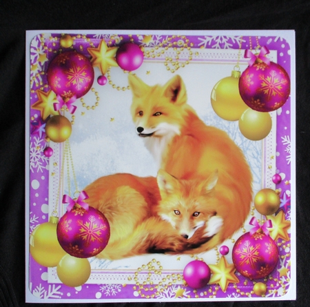 Gorgeous Foxes With Purple & Gold Baubles 8x8 Mini Kit by Lizzie Hartwell