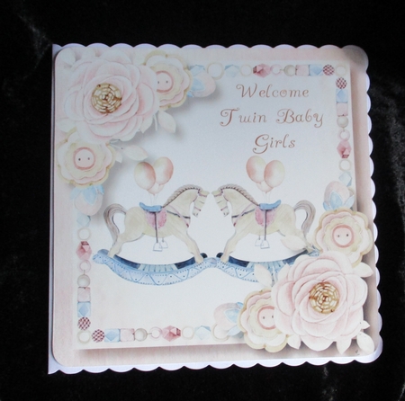 Welcome Twin Baby Girls 8x8 by Lizzie Hartwell