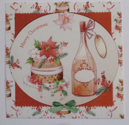 Vintage Christmas card with wine and pudding topper for 6x6 card by Lizzie Hartwell