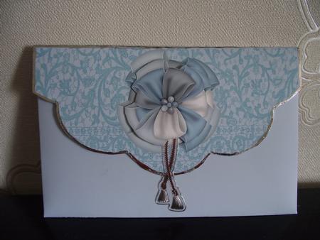 Wallet Card Blue with 3D Bow by Elizabeth Martin