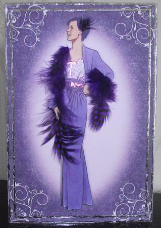 Lady in Pink and Purple Card Front by Elizabeth Martin