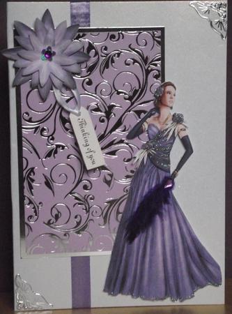 Art Deco Lady Rose (lilac) Decoupage Sheet by Elizabeth Martin