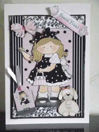 Sweet Little Girl & Her Puppy A4 by Elizabeth Martin