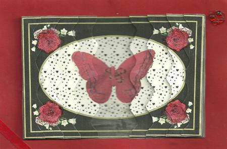 Butterfly and Roses Wavey Edge Side Stacker by Elizabeth Redhead