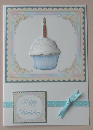 Birthday in Cream Decoupage Quick Card Front by Elizabeth Shepphard
