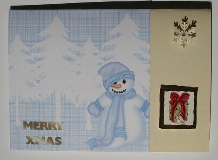 Snowman with White Xmas Trees by Elizabeth Shepphard
