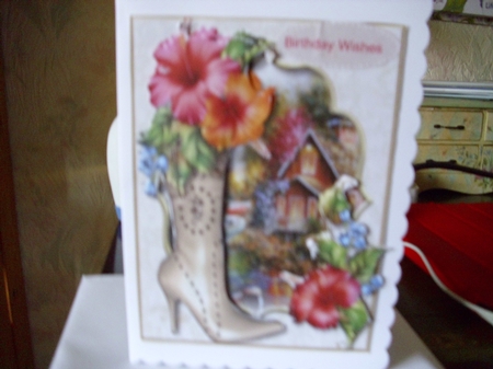 Beautiful Golden Boot with Hibiscus Flowers by Elizabeth Williamson