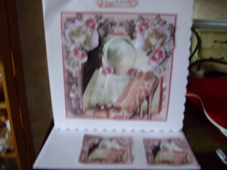 7x7 Pink Rose Shoes and Bag Card Front Kit by Elizabeth Williamson