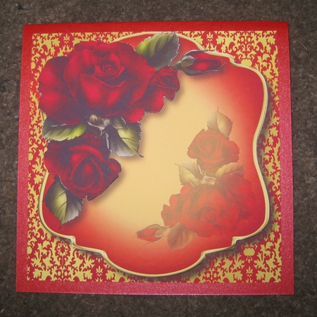 Jewel Damask & Red Roses by Ellen Morgan