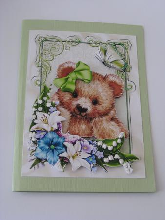 Cuddly Teddy, with Spring Flowers and Butterfly by Ellen Morgan